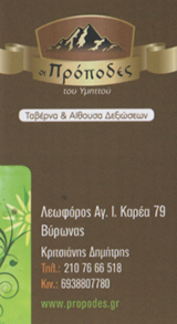 ΚΡΙΤΣΙΑΝΗΣ ΔΗΜΗΤΡΗΣ ΤΑΒΕΡΝΑ "ΠΡΟΠΟΔΕΣ"